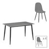 Τραπεζαρία Gustas-Bella A pakoworld σετ 5τμχ γκρι μαρμάρου sintered stone-μαύρο μέταλλο 120x60x75εκ - ΤΡΑΠΕΖΑΡΙΕΣ στο Milonadakis.gr