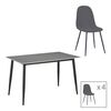 Τραπεζαρία Gustas-Bella B pakoworld σετ 5τμχ γκρι μαρμάρου sintered stone-μαύρο μέταλλο 120x60x75εκ - ΤΡΑΠΕΖΑΡΙΕΣ στο Milonadakis.gr