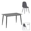 Τραπεζαρία Gustas-Bella E pakoworld σετ 5τμχ γκρι μαρμάρου sintered stone-μαύρο μέταλλο 140x80x75εκ - ΤΡΑΠΕΖΑΡΙΕΣ στο Milonadakis.gr