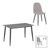 Τραπεζαρία Bella-Gustas pakoworld σετ 7τμχ γκρι μαρμάρου sintered stone-μαύρο μέταλλο 160x80x75εκ - ΤΡΑΠΕΖΑΡΙΕΣ στο Milonadakis.gr