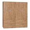 Ντουλάπα ρούχων τετράφυλλη Zelia B pakoworld με 4 συρτάρια χρώμα φυσικό 158x42x180εκ - ΝΤΟΥΛΑΠΕΣ στο Milonadakis.gr