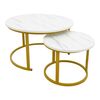 Τραπέζι σαλονιού Relevon pakoworld σετ 2τεμ mdf σε απόχρωση λευκού όψης μαρμάρου 80x80x45εκ - ΤΡΑΠΕΖΑΚΙΑ ΣΑΛΟΝΙΟΥ στο Milonadakis.gr