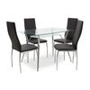 Τραπεζαρία Jacob-Jella pakoworld σετ 5τμχ διάφανο γυαλί-κάθισμα μαύρο pu 120x75x75.5εκ - ΤΡΑΠΕΖΑΡΙΕΣ στο Milonadakis.gr