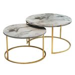 Τραπέζια σαλονιού Solme pakoworld σετ 2τεμ λευκό μάρμαρου μελαμίνης-χρυσό μέταλλο - ΤΡΑΠΕΖΑΚΙΑ ΣΑΛΟΝΙΟΥ στο Milonadakis.gr