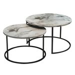 Τραπέζια σαλονιού Solme pakoworld σετ 2τεμ λευκό μαρμάρου μελαμίνης-μαύρο μέταλλο - ΤΡΑΠΕΖΑΚΙΑ ΣΑΛΟΝΙΟΥ στο Milonadakis.gr