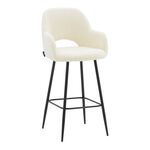 Σκαμπό bar Renish pakoworld μπουκλέ εκρού-μεταλλικό μαύρο πόδι 51x57x114εκ - ΣΚΑΜΠΟ ΜΠΑΡ στο Milonadakis.gr