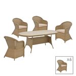 Tραπεζαρία Hadrian-Keir pakoworld σετ 7τεμ καφέ rattan-μπεζ textilene-καφέ αλουμίνιο 180x90x72εκ - ΣΕΤ ΤΡΑΠΕΖΑΡΙΕΣ στο Milonadakis.gr