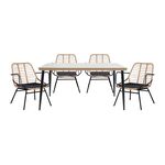 Τραπεζαρία Naoki A pakoworld σετ 5 τμχ rattan φυσικό-μαύρο μέταλλο-γυαλί 160x90x78εκ - ΣΕΤ ΤΡΑΠΕΖΑΡΙΕΣ στο Milonadakis.gr