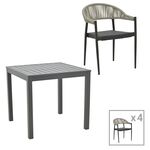 Τραπεζαρία Kliton- Elation σετ 5τεμ pakoworld  αλουμίνιο σε ανθρακί απόχρωση 80x80x74εκ - ΣΕΤ ΤΡΑΠΕΖΑΡΙΕΣ στο Milonadakis.gr