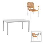 Τραπεζαρία Kliton-Norture σετ 5τεμ pakoworld αλουμίνιο σε λευκή απόχρωση 150x80x74εκ - ΣΕΤ ΤΡΑΠΕΖΑΡΙΕΣ στο Milonadakis.gr