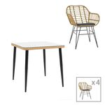 Τραπεζαρία Naoki V σετ 5τεμ pakoworld rattan pe σε φυσική απόχρωση και μαύρο μέταλλο 80x80x78εκ - ΣΕΤ ΤΡΑΠΕΖΑΡΙΕΣ στο Milonadakis.gr