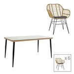 Τραπεζαρία Naoki Χ σετ 7τεμ pakoworld rattan pe σε φυσική απόχρωση και μαύρο μέταλλο 160x90x78εκ - ΣΕΤ ΤΡΑΠΕΖΑΡΙΕΣ στο Milonadakis.gr