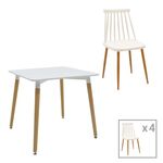 Τραπεζαρία Aurora-Natali pakoworld σετ 5τεμ pp-mdf σε λευκό-φυσική απόχρωση 80x80x6εκ - ΤΡΑΠΕΖΑΡΙΕΣ στο Milonadakis.gr