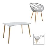 Τραπεζαρία Ezra-Natali pakoworld σετ 5τεμ pp-mdf σε γκρι-λευκή απόχρωση με φυσικό πόδι 120x80x76εκ - ΤΡΑΠΕΖΑΡΙΕΣ στο Milonadakis.gr