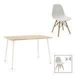 Τραπεζαρία Julita-Cuba pakoworld σετ 5τεμ pp-mdf σε λευκή-sonoma απόχρωση120x80x75εκ - ΤΡΑΠΕΖΑΡΙΕΣ στο Milonadakis.gr