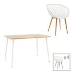 Τραπεζαρία Ezra-Cuba pakoworld σετ 5τεμ pp-mdf σε λευκή-sonoma απόχρωση120x80x75εκ - ΤΡΑΠΕΖΑΡΙΕΣ στο Milonadakis.gr