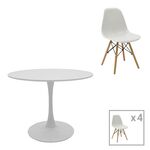 Τραπεζαρία Julita-Balou pakoworld σετ 5τεμ pp-mdf σε λευκή απόχρωση Φ100x75εκ - ΤΡΑΠΕΖΑΡΙΕΣ στο Milonadakis.gr