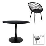 Τραπεζαρία Ezra-Balou I pakoworld σετ 5τεμ pp-mdf σε μαύρη απόχρωση Φ120x75εκ - ΤΡΑΠΕΖΑΡΙΕΣ στο Milonadakis.gr