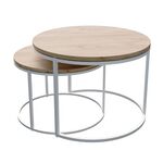 Τραπέζια σαλονιού Solme pakoworld σετ 2τεμ λευκό μέταλλο και μελαμίνη σε φυσική απόχρωση 60x75x45εκ - ΤΡΑΠΕΖΑΚΙΑ ΣΑΛΟΝΙΟΥ στο Milonadakis.gr