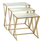 Τραπέζια σαλονιού σετ 3τεμ Pitche Inart χρυσό μέταλλο-γυαλί - ΤΡΑΠΕΖΑΚΙΑ ΣΑΛΟΝΙΟΥ στο Milonadakis.gr