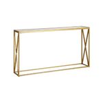 Κονσόλα μεταλλική με γυάλινη επιφάνεια Kantoo pakoworld σε χρυσή απόχρωση 120x25x75εκ - ΣΥΡΤΑΡΙΕΡΕΣ - ΤΟΥΑΛΕΤΕΣ στο Milonadakis.gr