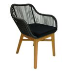 Πολυθρόνα Kalie pakoworld teak ξύλο και συνθετικό σχοινί σε φυσική-μαύρη απόχρωση με μαξιλάρι 60x61x80εκ - ΚΑΡΕΚΛΕΣ - ΠΟΛΥΘΡΟΝΕΣ στο Milonadakis.gr
