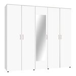 Ντουλάπα πεντάφυλλη με καθρέφτη Luna pakoworld σε λευκή απόχρωση 220x52x200εκ - ΝΤΟΥΛΑΠΕΣ στο Milonadakis.gr