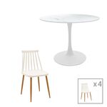 Τραπεζαρία Aurora-Balou I pakoworld σετ 5τεμ pp-mdf σε λευκό μαρμάρου απόχρωση Φ120x75εκ - ΤΡΑΠΕΖΑΡΙΕΣ στο Milonadakis.gr