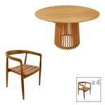 Τραπεζαρία 5τεμ Noody-Kenda pakoworld teak ξύλο σε φυσική απόχρωση Φ120x75 - ΣΕΤ ΤΡΑΠΕΖΑΡΙΕΣ στο Milonadakis.gr