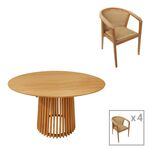 Τραπεζαρία Granny-Kenda pakoworld σετ 5τεμ σε φυσική-μπεζ απόχρωση Φ120x75εκ - ΣΕΤ ΤΡΑΠΕΖΑΡΙΕΣ στο Milonadakis.gr