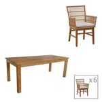 Τραπεζαρία Inca-Wooly pakoworld σετ 7τεμ σε φυσική-μπεζ απόχρωση 220x90x75εκ - ΣΕΤ ΤΡΑΠΕΖΑΡΙΕΣ στο Milonadakis.gr