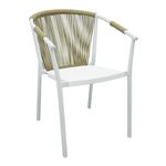 Πολυθρόνα αλουμινίου Convince pakoworld στοιβαζόμενη με λευκό σκελετό-textilene-pe rattan σε φυσική απόχρωση 56x63x82εκ - ΚΑΡΕΚΛΕΣ - ΠΟΛΥΘΡΟΝΕΣ στο Milonadakis.gr