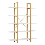 Βιβλιοθήκη Esthon pakoworld σε λευκή όψη μαρμάρου με χρυσό μέταλλο 120x28x180εκ - ΒΙΒΛΙΟΘΗΚΕΣ στο Milonadakis.gr