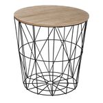 Βοηθητικό τραπέζι Kumi pakoworld mdf επιφάνεια oak και μέταλλο σε μαύρη απόχρωση Φ40x41εκ - ΒΟΗΘΗΤΙΚΑ ΤΡΑΠΕΖΑΚΙΑ στο Milonadakis.gr