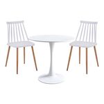 Τραπεζαρία Elijah-Aurora I pakoworld σετ 3τεμ pp σε λευκή απόχρωση με φυσικό πόδι Φ60x74εκ - ΤΡΑΠΕΖΑΡΙΕΣ στο Milonadakis.gr