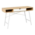 Γραφείο εργασίας Yamin pakoworld σε oak απόχρωση με πόδι λευκό μέταλλο 120x48x76εκ - ΓΡΑΦΕΙΑ στο Milonadakis.gr