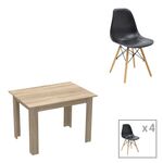 Τραπεζαρία Manka-Julita pakoworld σετ 5τεμ σε sonoma-μαύρη απόχρωση 110x80x77εκ - ΤΡΑΠΕΖΑΡΙΕΣ στο Milonadakis.gr