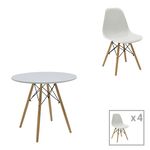 Τραπεζαρία Julita σετ 5τεμ pakoworld MDF και ξύλο οξιάς σε λευκή-φυσική απόχρωση Φ80x73εκ - ΤΡΑΠΕΖΑΡΙΕΣ στο Milonadakis.gr