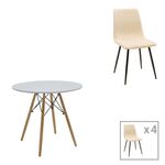 Τραπεζαρία Julita-Noor pakoworld σετ 5τεμ MDF λευκό-μπεζ-φυσικό Φ80x73εκ - ΤΡΑΠΕΖΑΡΙΕΣ στο Milonadakis.gr