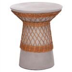 ΒΟΗΘΗΤΙΚΟ ΤΡΑΠΕΖΙ ΣΤΡΟΓΓΥΛΟ DELIA HM18167.03 FIBER CEMENT ΓΚΡΙ & RATTAN Φ40x45Υεκ - ΒΟΗΘΗΤΙΚΑ ΤΡΑΠΕΖΑΚΙΑ στο Milonadakis.gr