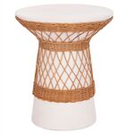 ΒΟΗΘΗΤΙΚΟ ΤΡΑΠΕΖΙ ΣΤΡΟΓΓΥΛΟ DELIA HM18167.02 FIBER CEMENT ΛΕΥΚΟ & RATTAN Φ40x45Υεκ - ΒΟΗΘΗΤΙΚΑ ΤΡΑΠΕΖΑΚΙΑ στο Milonadakis.gr