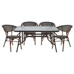 ΣΕΤ ΤΡΑΠΕΖΑΡΙΑ 5ΤΜΧ 140X80 & 4 ΠΟΛΥΘΡΟΝΕΣ BAMBOO LOOK ΚΑΦΕ - ΣΕΤ ΤΡΑΠΕΖΑΡΙΕΣ στο Milonadakis.gr