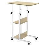 Βοηθητικό τραπέζι Babs pakoworld τροχήλατο λευκό-φυσικό 60x40x71-92εκ - ΒΟΗΘΗΤΙΚΑ ΤΡΑΠΕΖΑΚΙΑ στο Milonadakis.gr