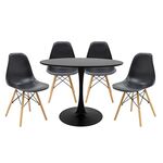 Τραπεζαρία Balou-Julita σετ 5τεμ pakoworld MDF και pp σε μαύρη-φυσική απόχρωση Φ100x75εκ - ΤΡΑΠΕΖΑΡΙΕΣ στο Milonadakis.gr