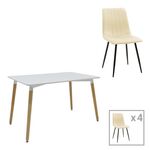 Τραπεζαρία Natali-Noor pakoworld σετ 5τεμ  MDF λευκό-μπεζ ύφασμα 120x80x76εκ - ΤΡΑΠΕΖΑΡΙΕΣ στο Milonadakis.gr