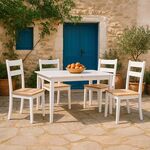 Tραπεζαρία επεκτεινόμενη Mabor-York pakoworld σετ 5τεμ ξύλο σε λευκή απόχρωση 120-150x80x73,8εκ - ΤΡΑΠΕΖΑΡΙΕΣ στο Milonadakis.gr