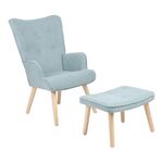 Πολυθρόνα με υποπόδιο Melisia pakoworld βεραμάν ύφασμα και ξύλινο πόδι σε φυσική απόχρωση 59x67x94εκ - ΚΑΡΕΚΛΕΣ - ΠΟΛΥΘΡΟΝΕΣ ΕΣ. στο Milonadakis.gr