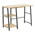 Γραφείο εργασίας Ferje pakoworld με ράφια mdf σε φυσική με μαύρη απόχρωση 100x48x75εκ - ΓΡΑΦΕΙΑ στο Milonadakis.gr