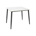 Τραπέζι Gustas Ι pakoworld λευκό μαρμάρου sintered stone-μαύρο μέταλλο 80x80x76εκ - ΤΡΑΠΕΖΙΑ ΚΟΥΖΙΝΑΣ στο Milonadakis.gr