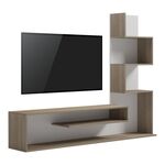 Έπιπλο τηλεόρασης με βιβλιοθήκη Cazenda pakoworld σε sonoma με λευκή απόχρωση 160x29x126εκ - ΕΠΙΠΛΑ ΤΗΛΕΟΡΑΣΗΣ στο Milonadakis.gr